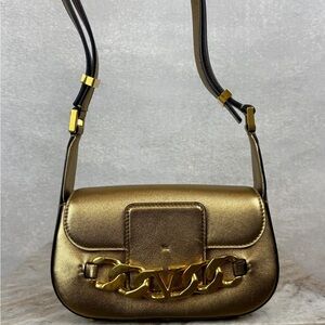 Valentino Gold Crossbody Bag with Chain Detail